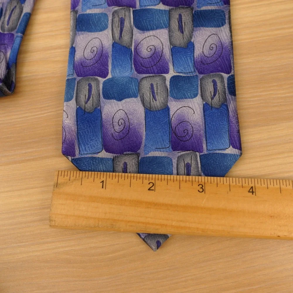 Vintage Art Deco Silk Tie Mens Blue J GARCIA 90s Indie Carousel Collection 14
